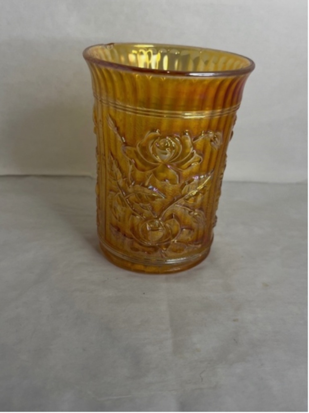 Antique Imperial Marigold Carnival Glass LUSTRE ROSE 4" Tumbler
